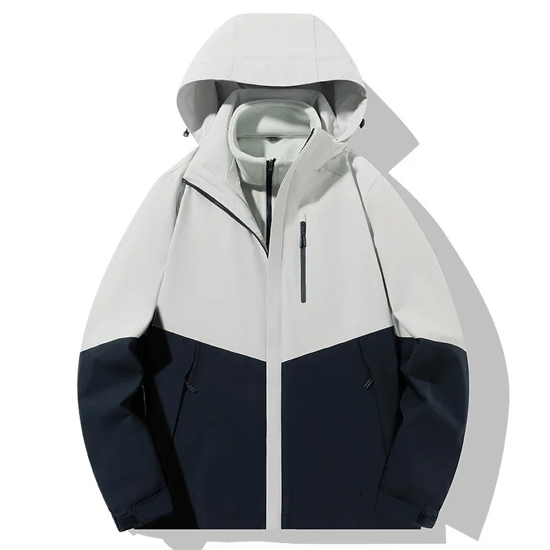 White and Navy Hoode