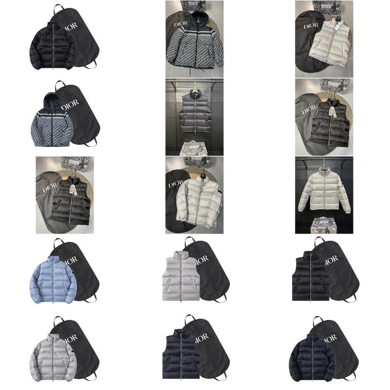 Dior Black Puffer Jacket and Dior White Puffer Vest Combo Set