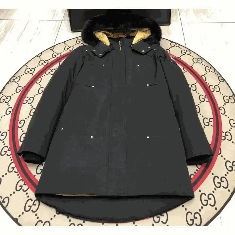 Black Fur-Lined Parka Coat