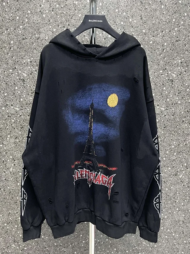 Balenciaga Eiffel Tower Moon Graphic Hoodie