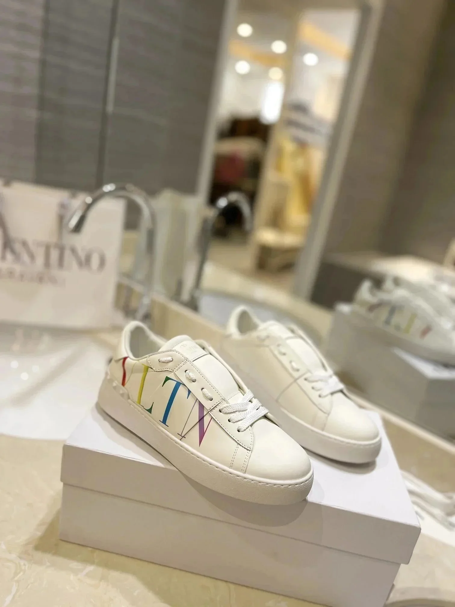 Valentino Rainbow White Sneakers