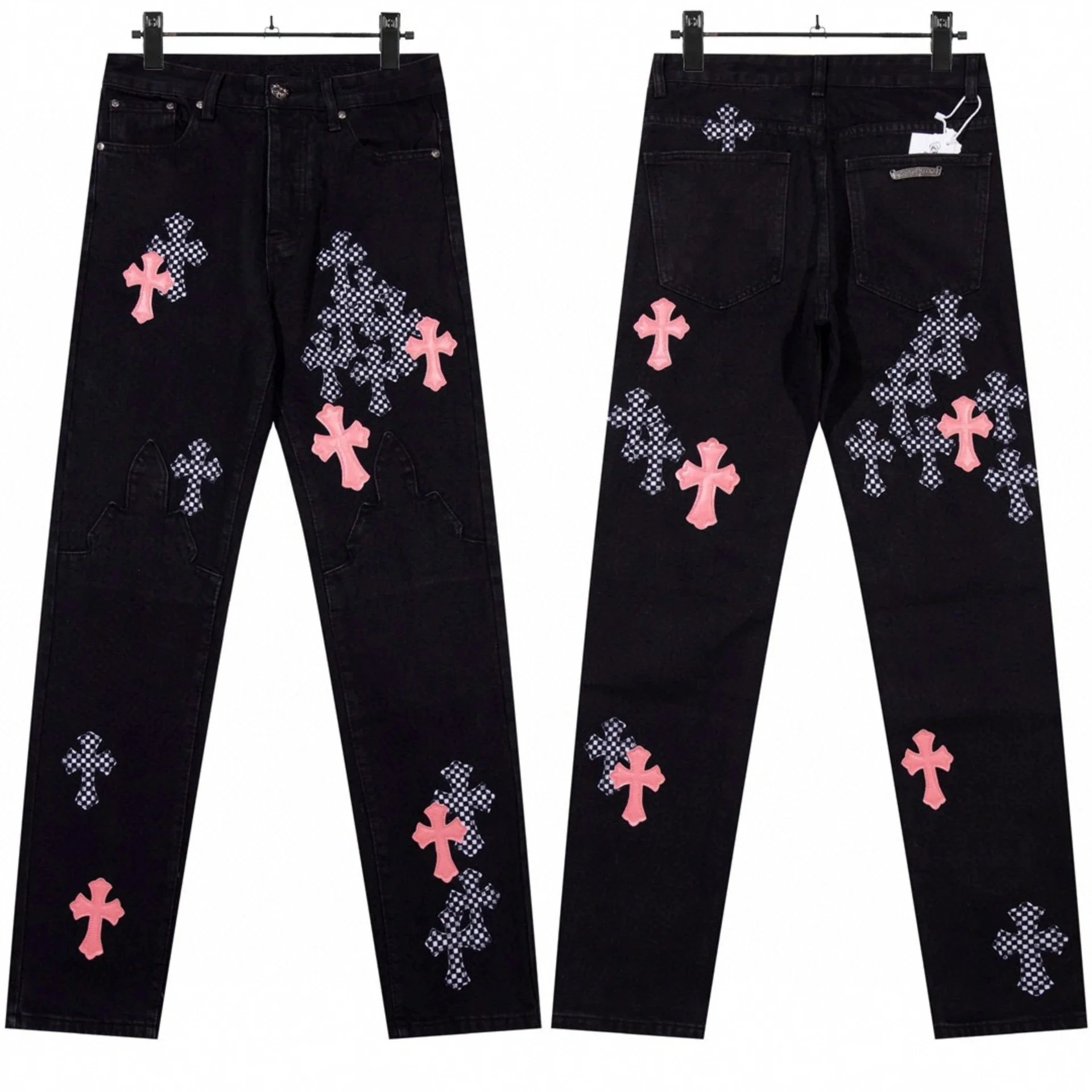 8037粉格十字贴皮