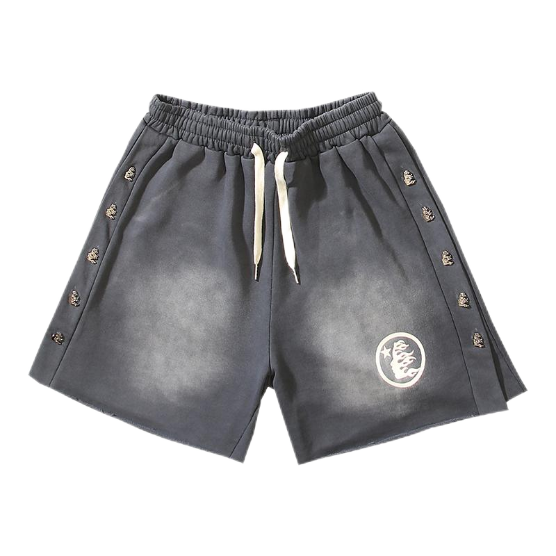Hellstar Flame Logo Green Black Panel Shorts - 18