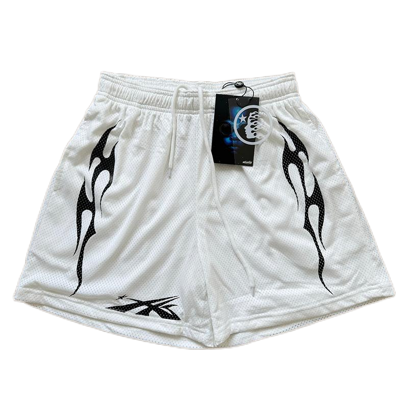 Hellstar Flame Logo Green Black Panel Shorts - 26