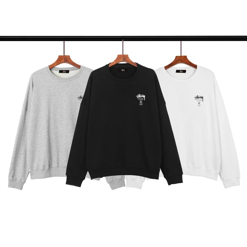 Stussy Black, Grey, and White Crewneck Sweatshirt