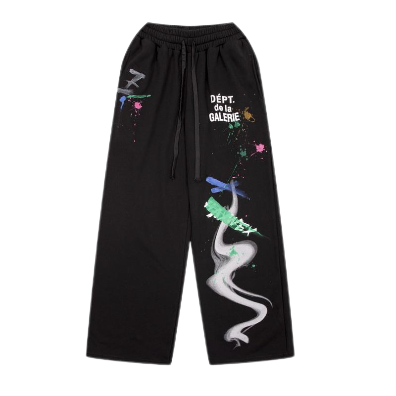 Dépt. de la Galerie Dépt. de la Galerie Paint Splatter Wide Leg Pants - Black Black