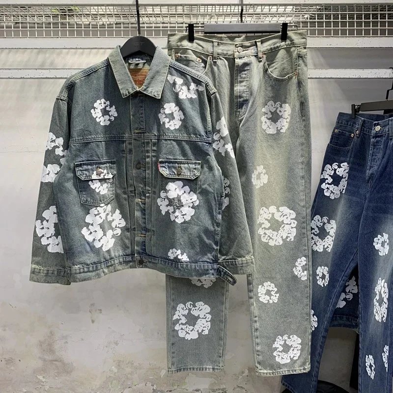 Levi's Levi's Floral Print Denim Jacket and Jeans Set in Vintage Blue Blue