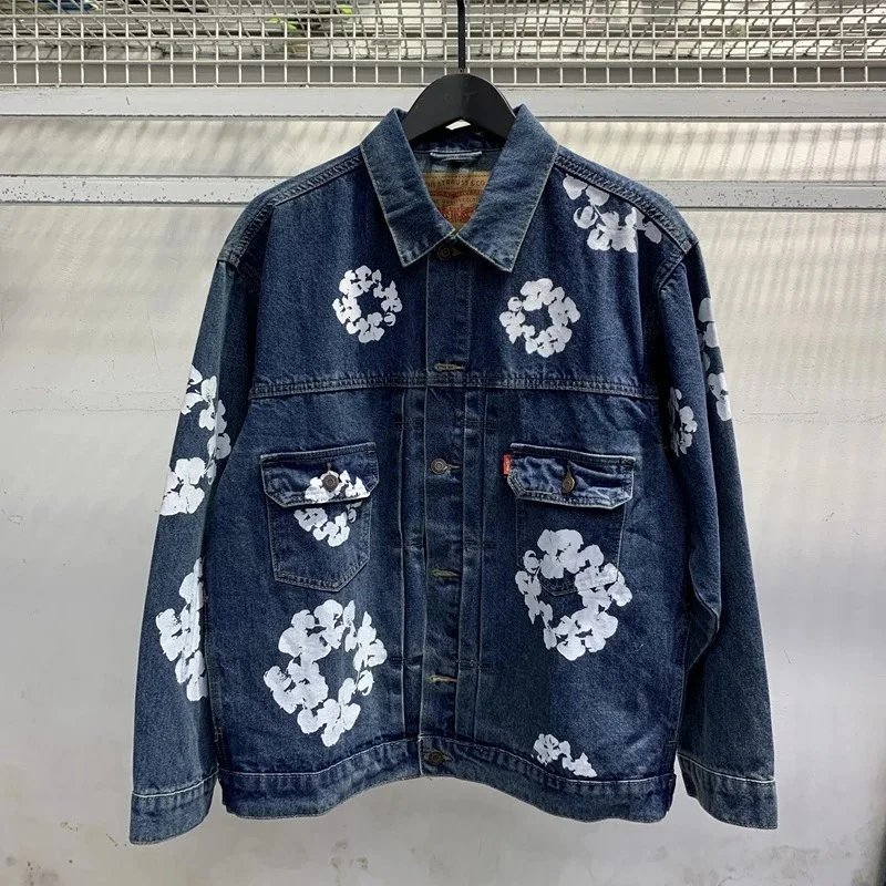 Levi's Levi's Trucker Jacket with White Floral Print Blue