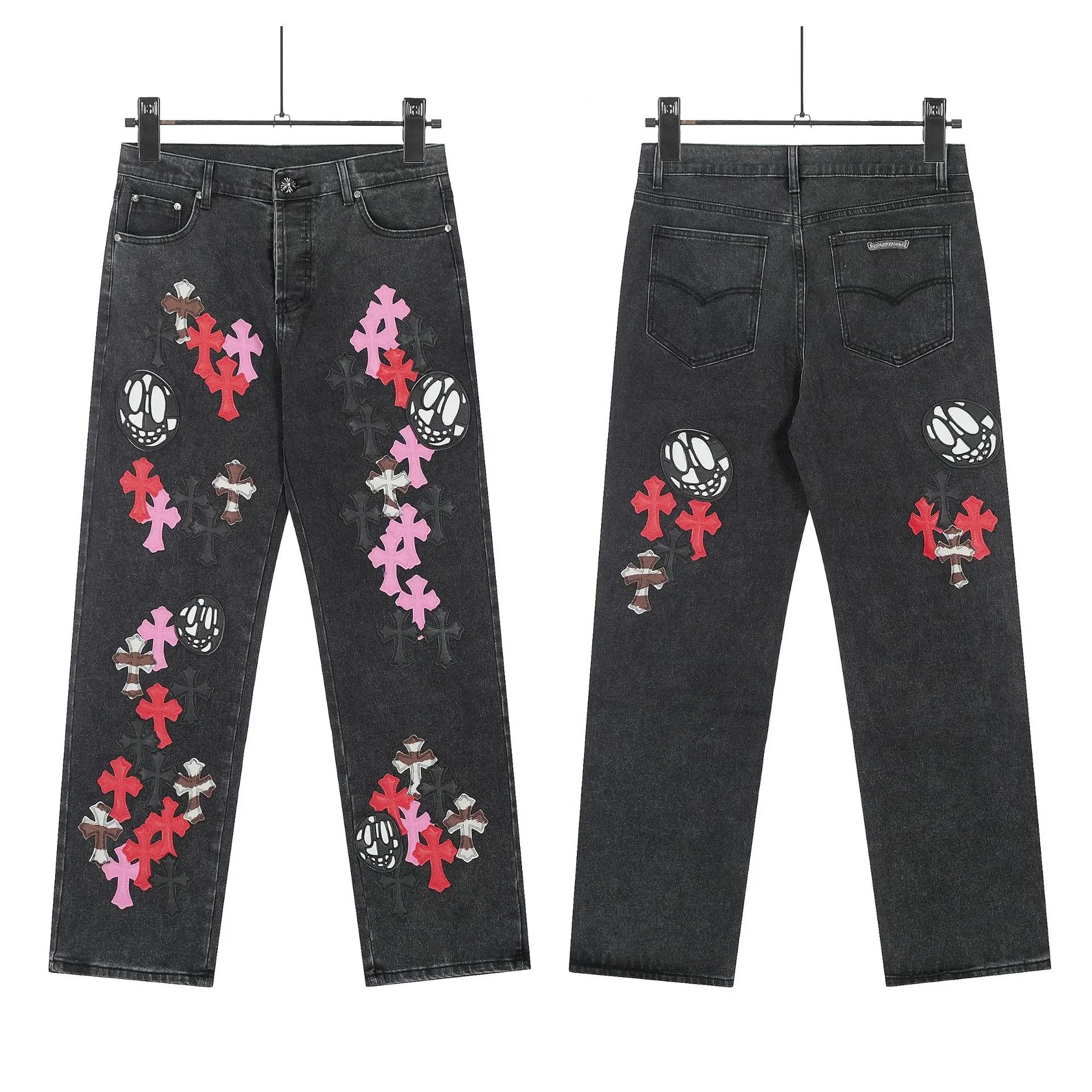 8130三色拼皮黑裤