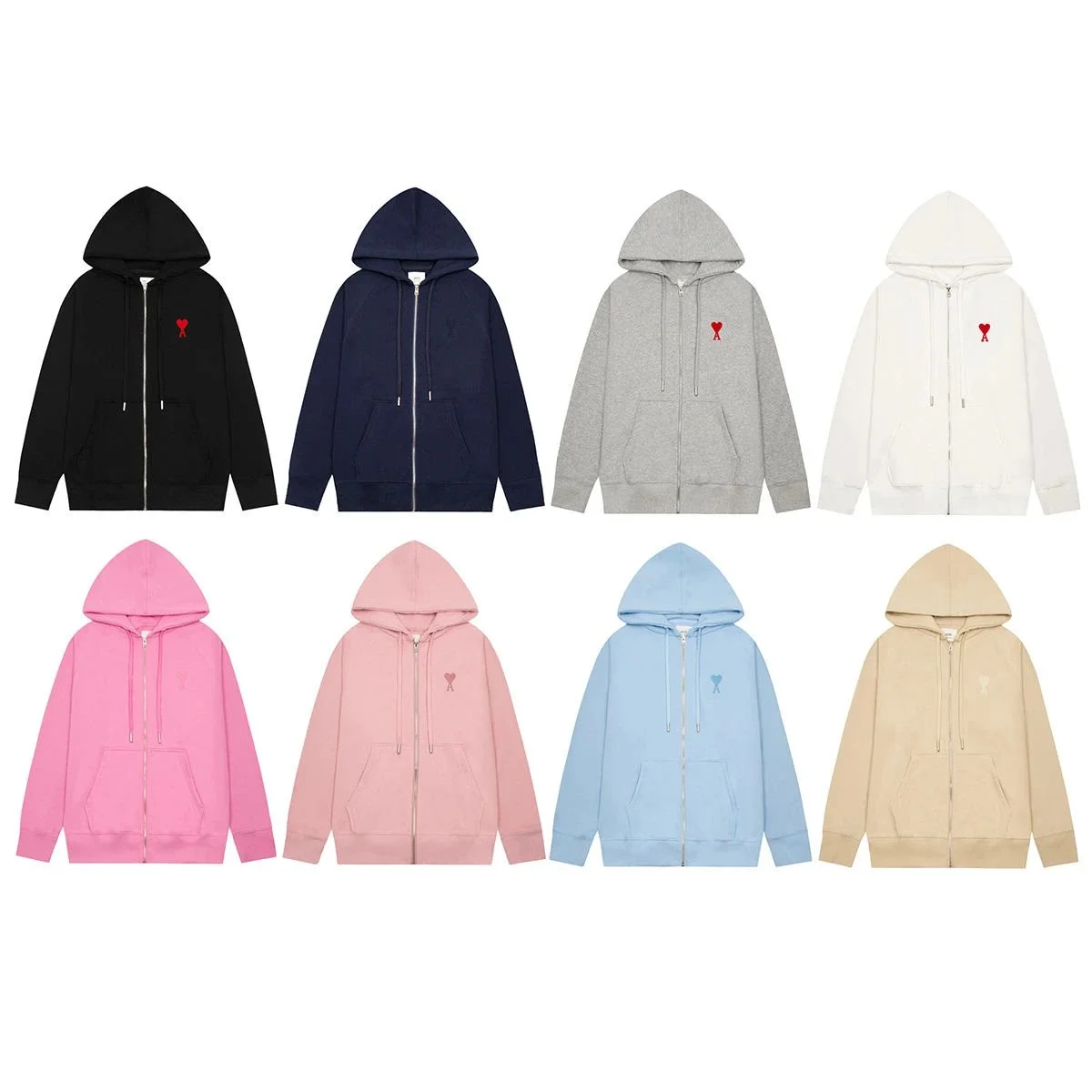 Ami Paris Zip-Up Hoodie in Various Colors