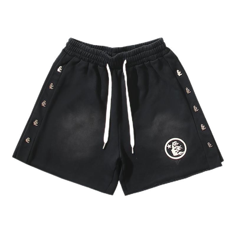 Hellstar Flame Logo Green Black Panel Shorts - 19