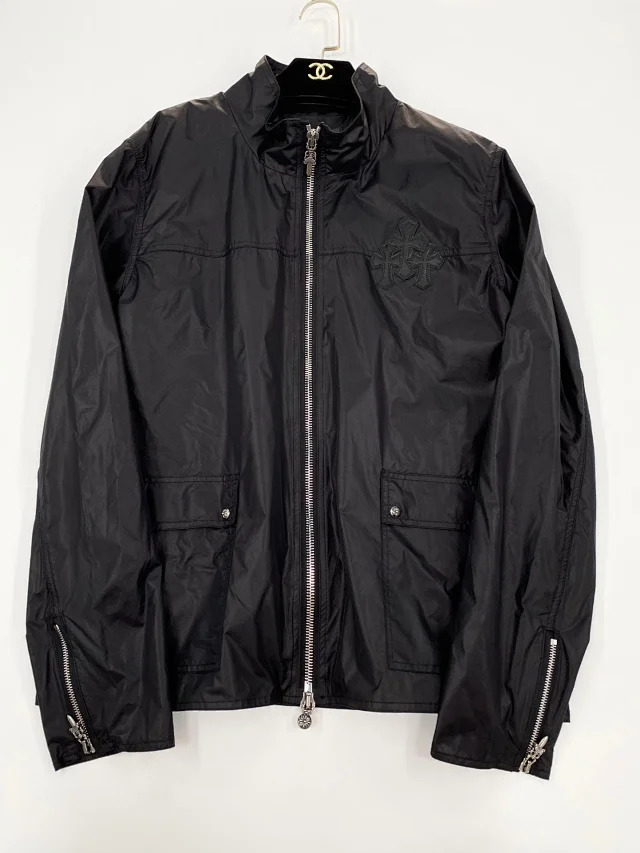 Chanel Black Nylon Jacket with Cross Embroidery