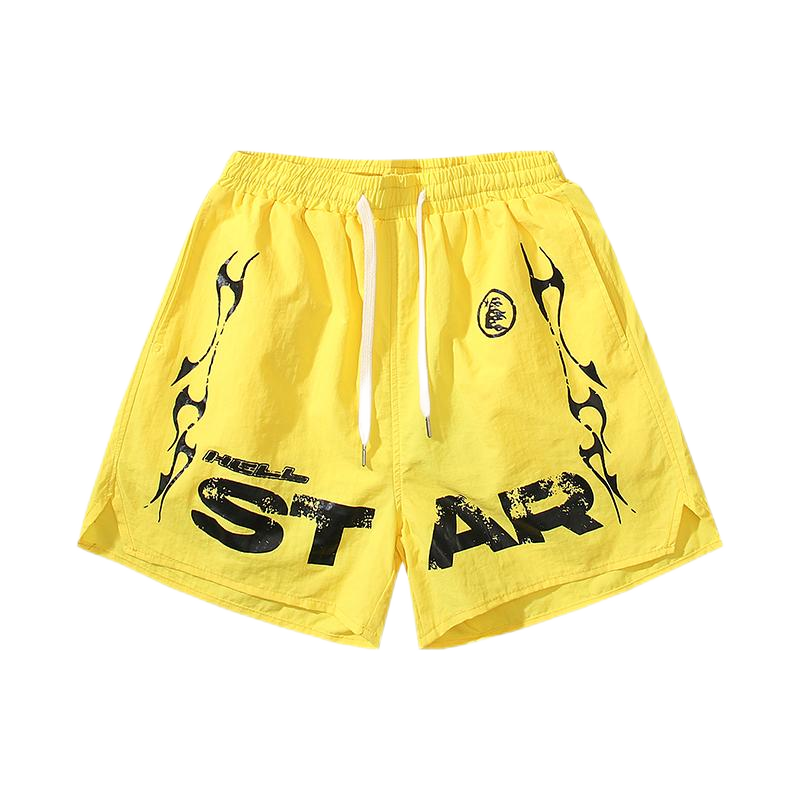 Hellstar Flame Logo Green Black Panel Shorts - 16