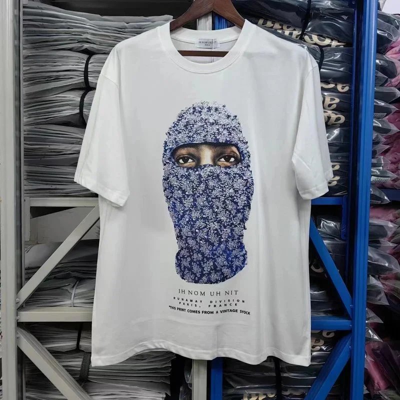 IH NOM UH NIT IH NOM UH NIT White Graphic T-Shirt with Blue Mask Print White