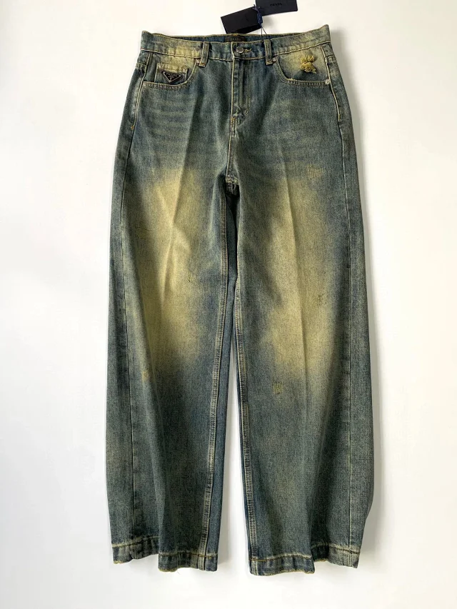Prada Distressed Wide-Leg Jeans