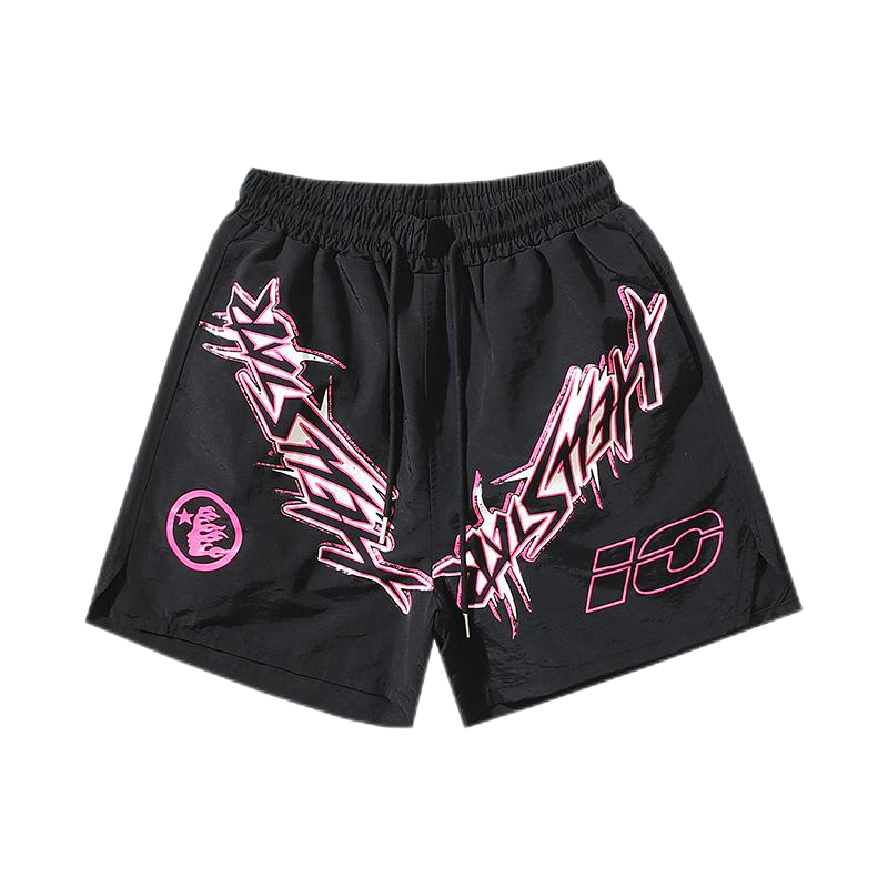 Hellstar Flame Logo Green Black Panel Shorts - 17
