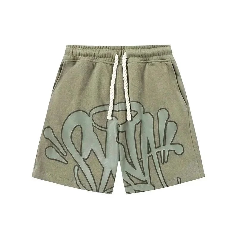 Graffiti Print Hoodie Shorts Set Red Blue Black Streetwear