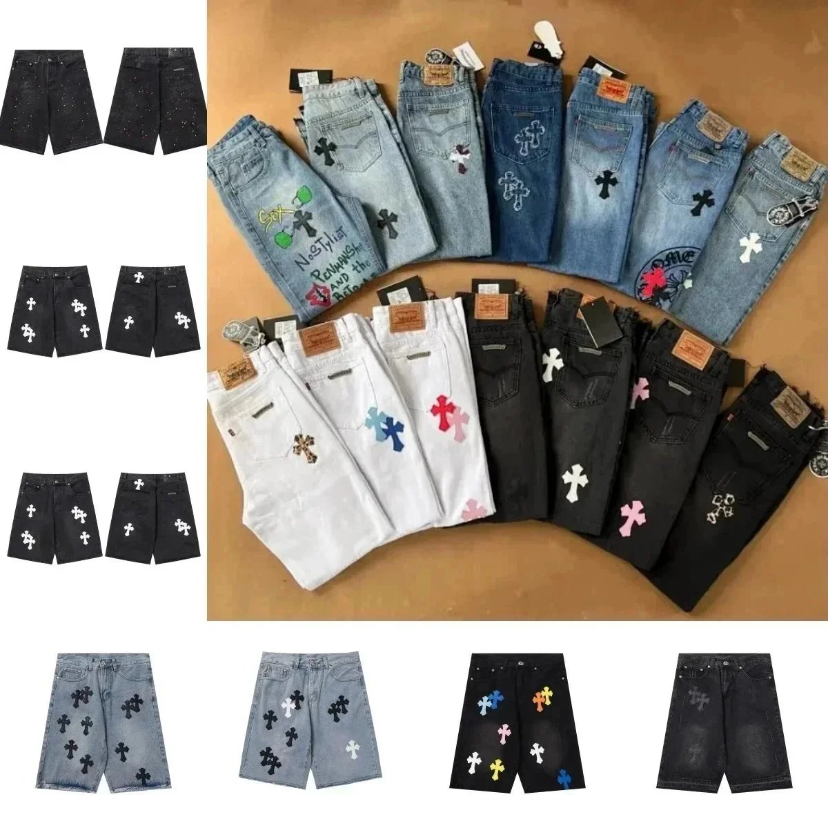 Chrome Hearts Cross Denim Pants/Shorts [25 styles]