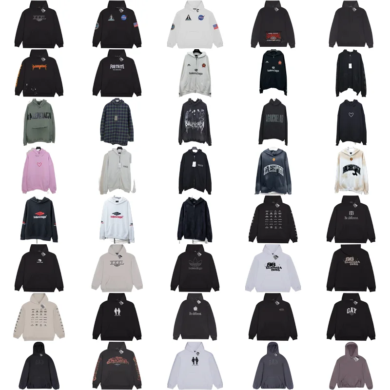 Diverse Collection of Hoodies in Various Colors and Styles