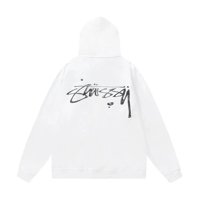 Stussy Dice Print Black White Graphic Hooded Sweatshirt