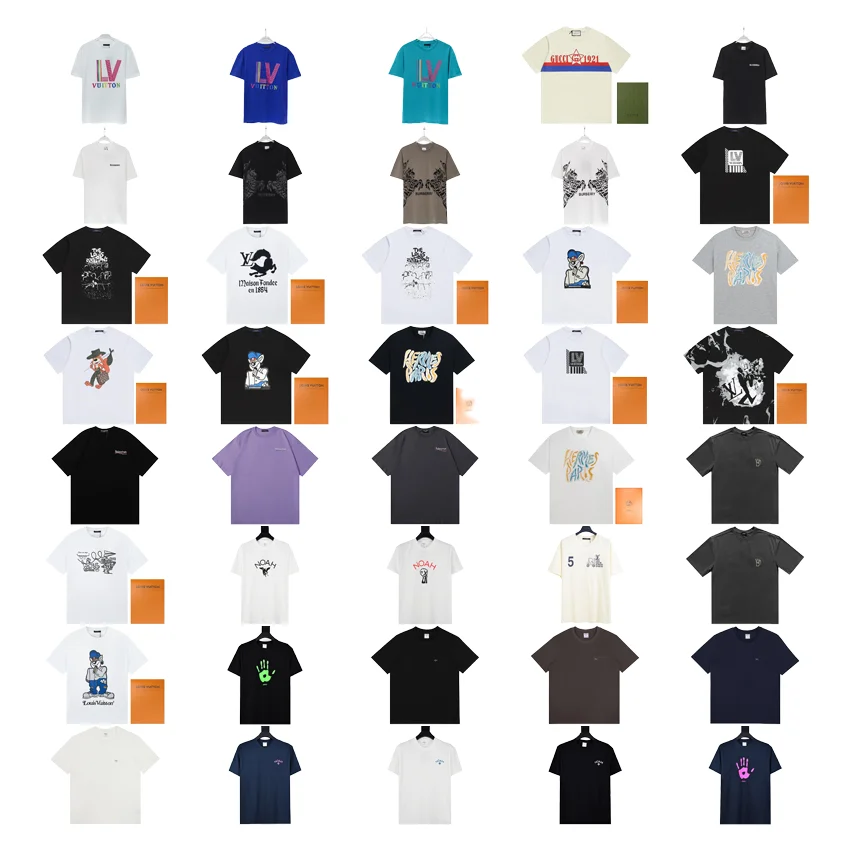 Diverse Collection of Short Sleeve T-Shirts in Various Colors and Styles
