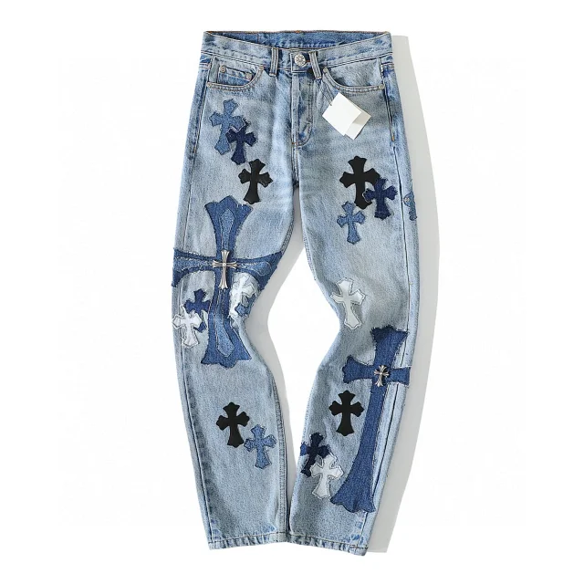 Cross Patchwork Denim Jeans [1 style]