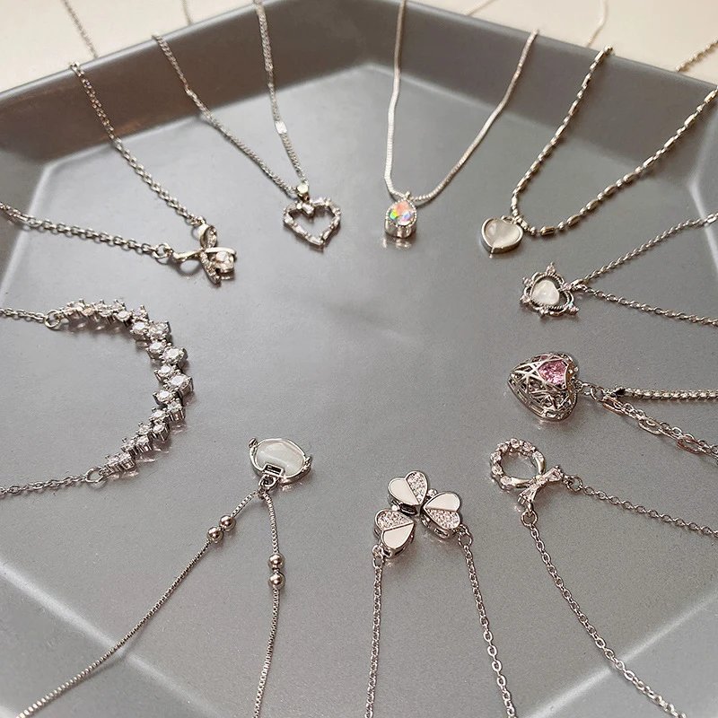 Gold Plated Flower Pearl Butterfly Heart Pendant Necklace Collection