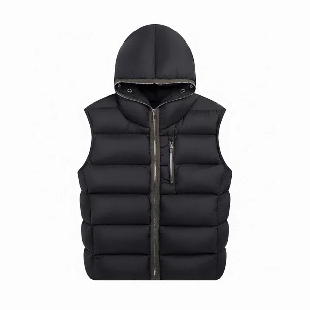 Black Hooded Puffer Vest