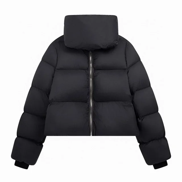 Black Short Puffer Jacket with Hood