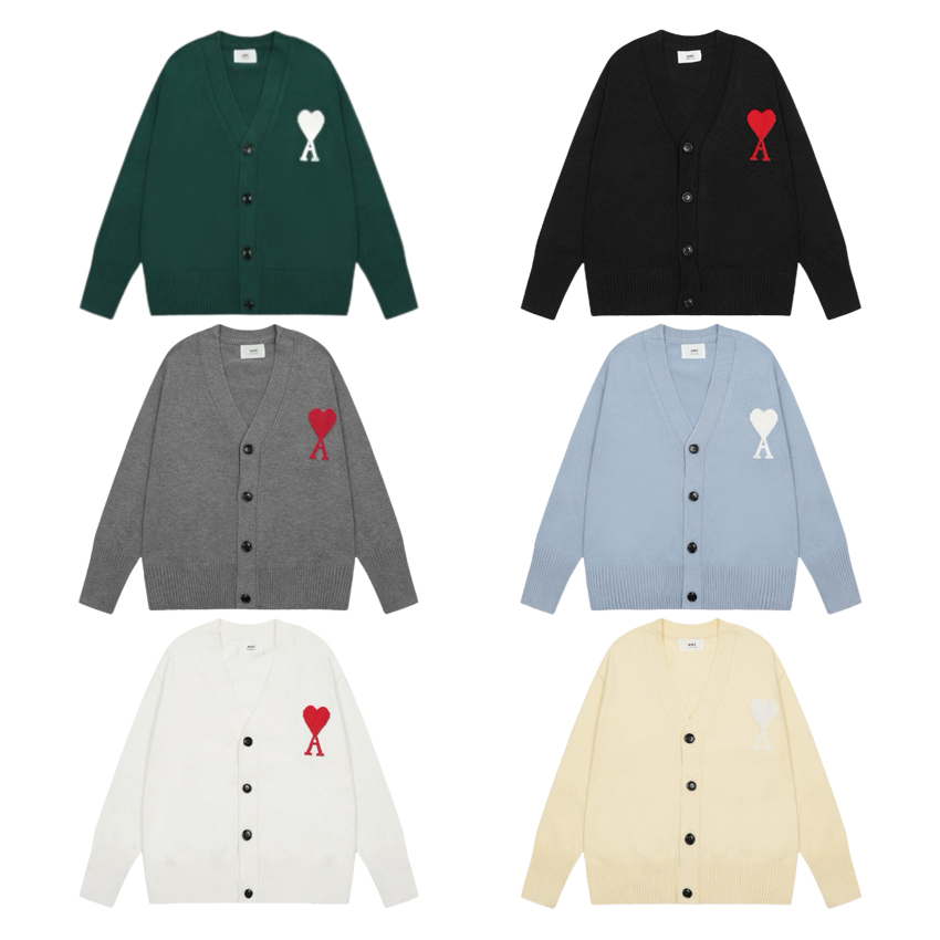 Ami Paris Heart Logo Cardigan Sweater [6 styles]