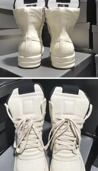 Rick Owens DRKSHDW Roller High Cream Black Sneakers - 12