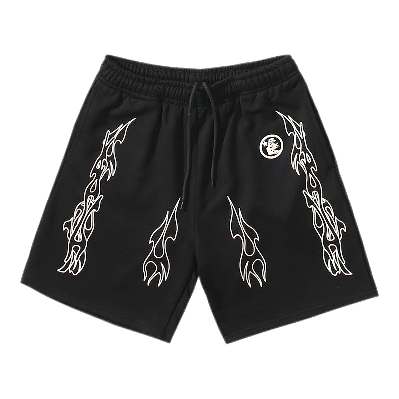 Hellstar Flame Logo Green Black Panel Shorts - 14
