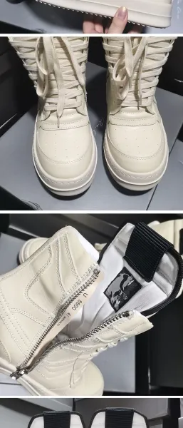 Rick Owens DRKSHDW Roller High Cream Black Sneakers - 11