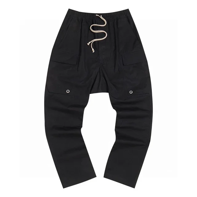 Black Cargo Pants with Drawstring Waist