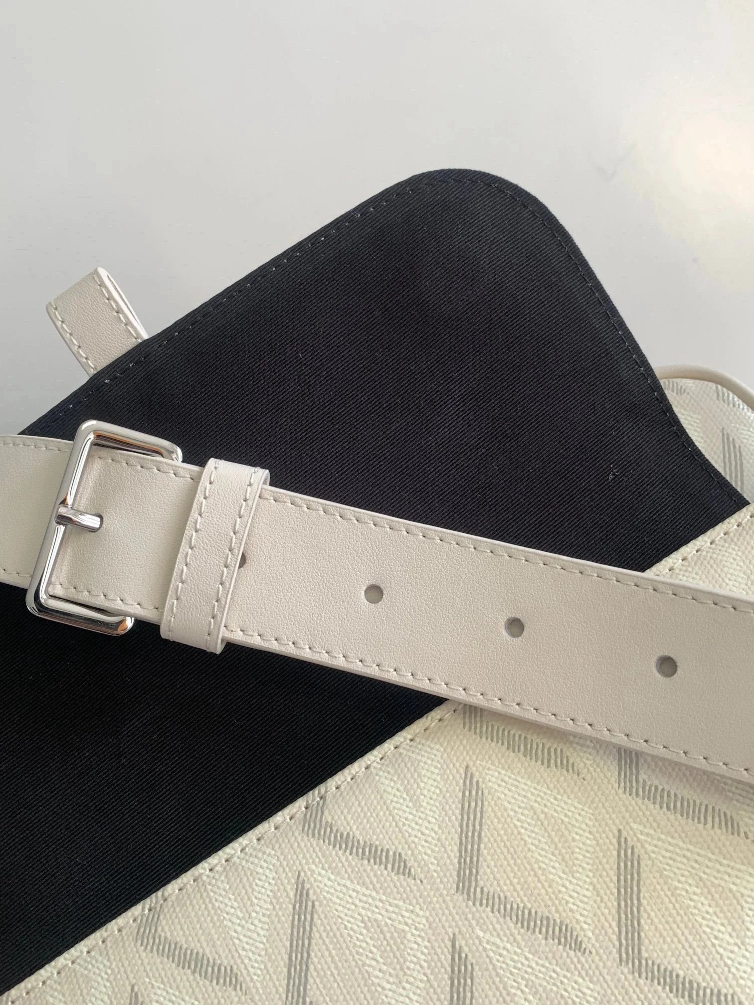 Monogram Print Off White Rectangular Crossbody Bag
