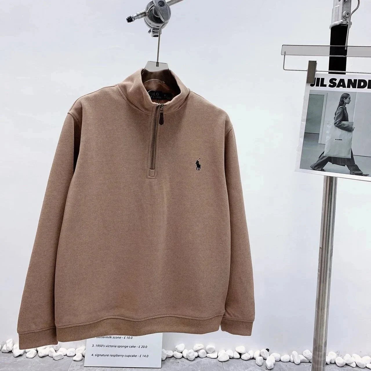 半拉链卫衣卡其色