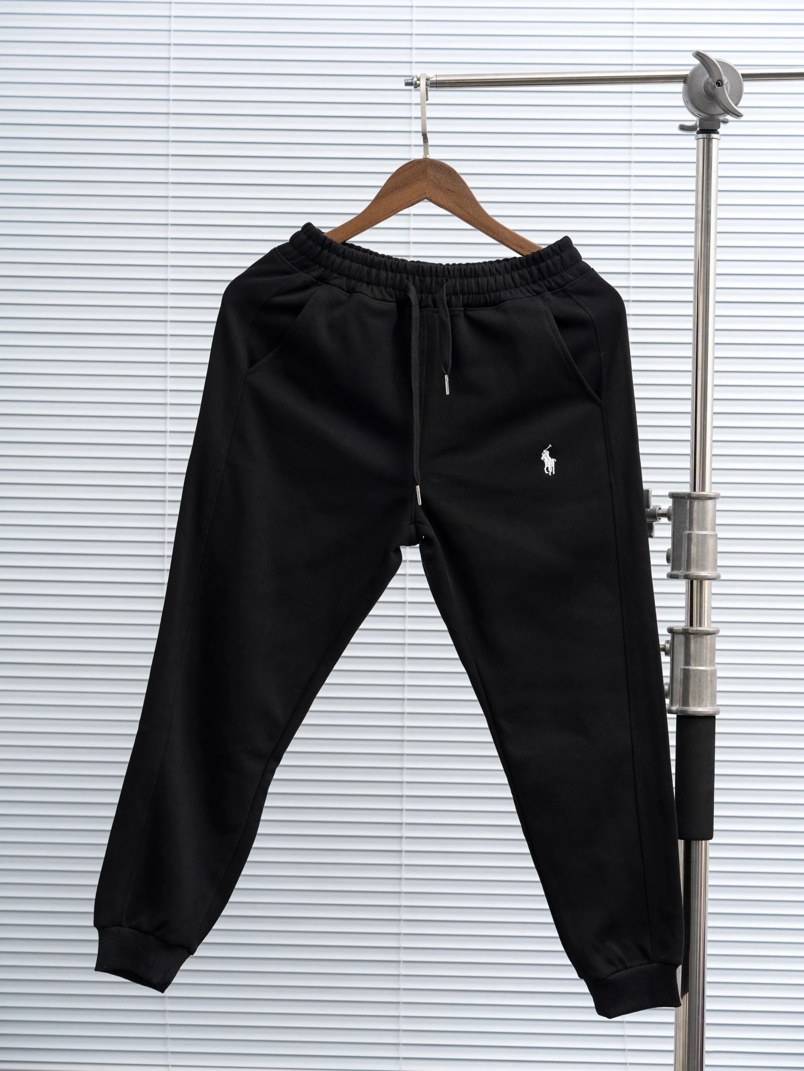 Black and white label pants