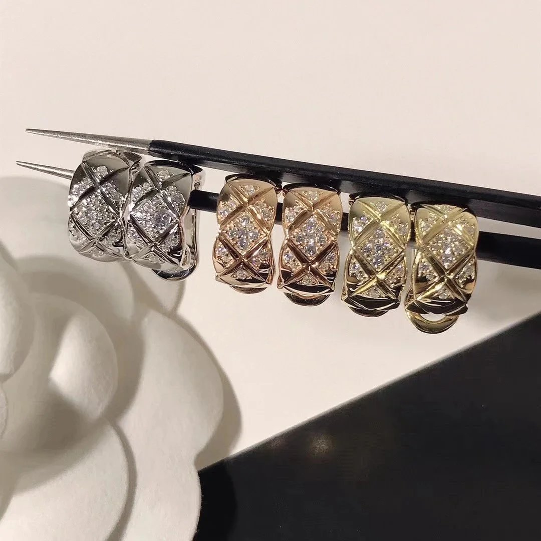 Chanel Coco Crush Diamond Quilted Hoop Earrings - 007548