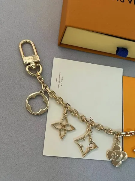 Louis Vuitton Monogram World Tour Charm Keychain Gold Jewelry - 5