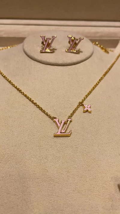 Louis Vuitton LV Monogram Enamel Necklace and Earrings Set