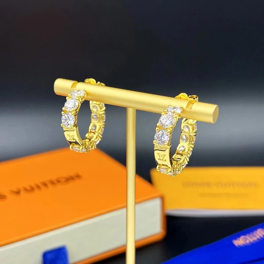 Louis Vuitton Monogram Dentelle Crystal Hoop Earrings - 007513