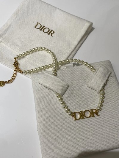 Dior Pearl-Effect Logo Necklace