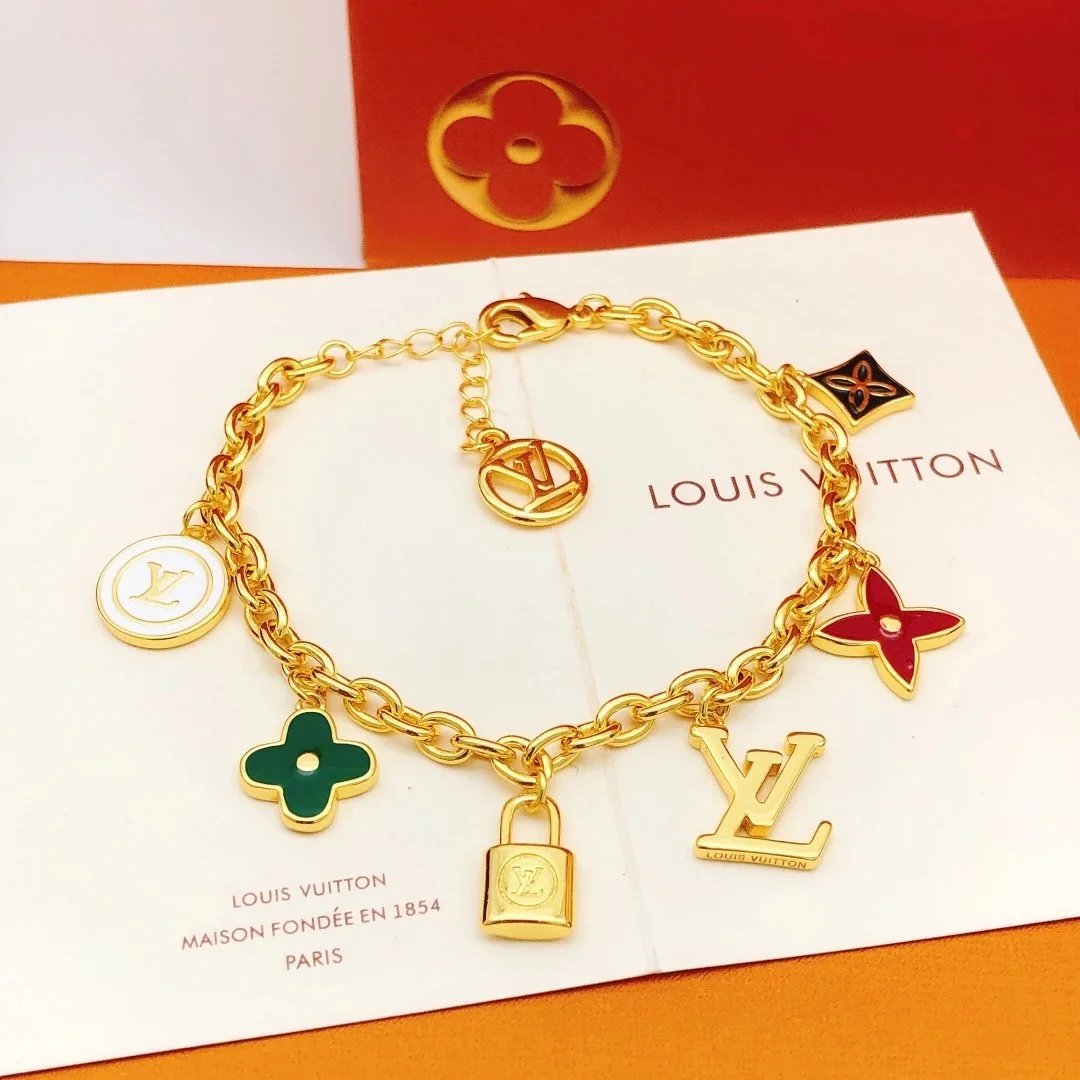 Louis Vuitton Monogram Vivienne Charm Bracelet Gold Multicolor Jewelry - 4
