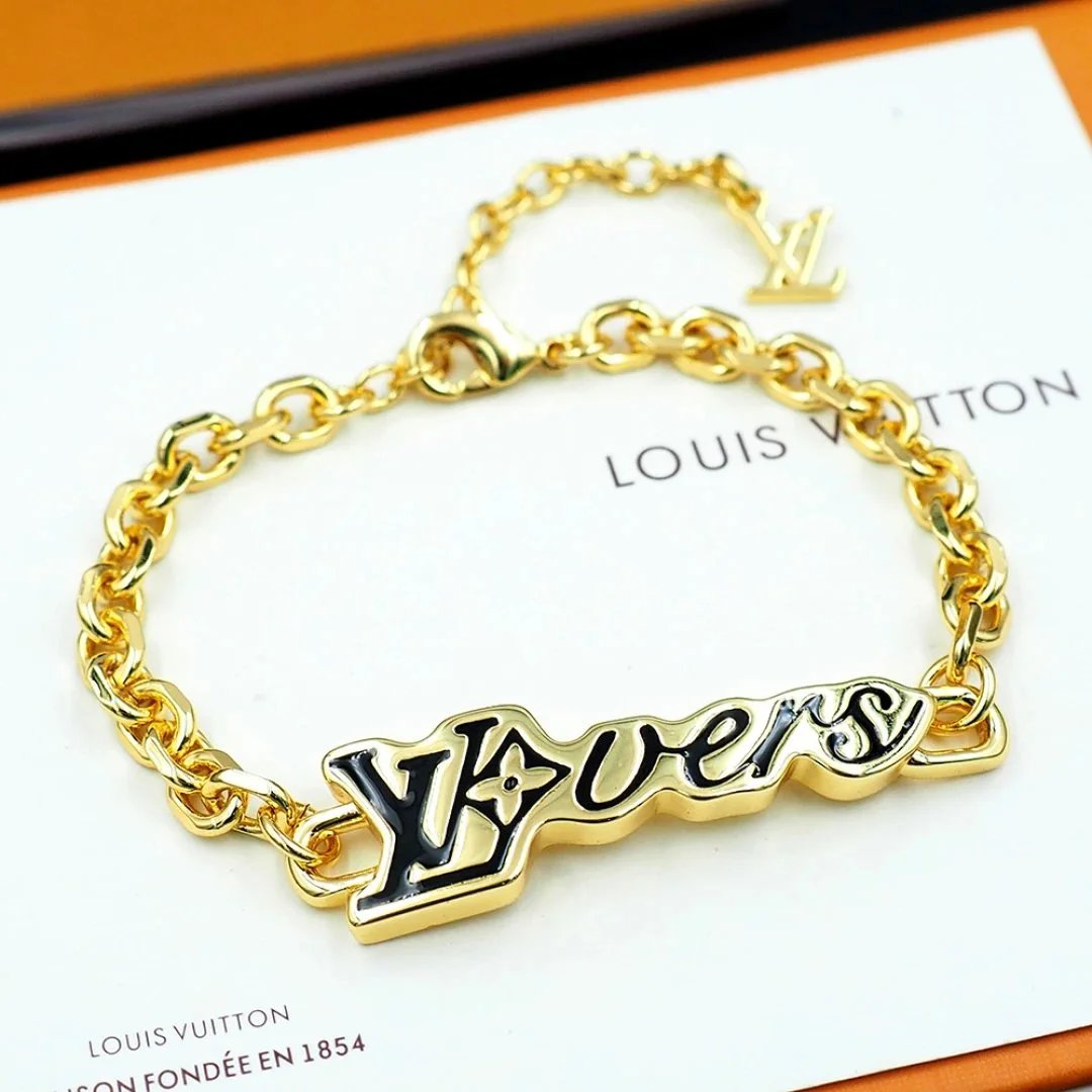 Louis Vuitton Monogram World Tour Chain Bracelet Silver and Gold Jewelry - 8