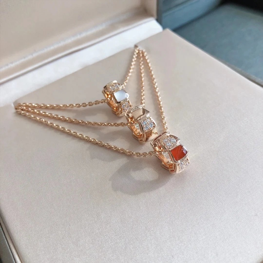 Bvlgari B.zero1 Rock Candy Necklace Rose Gold Mother-of-Pearl Carnelian Jewelry - 2