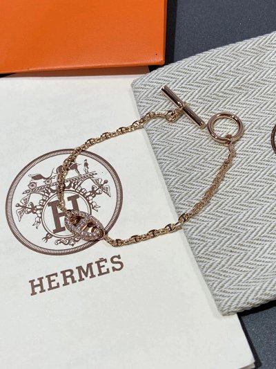 Hermès Chaine d'Ancre Bracelet with Diamond-Set H Logo [2 styles]