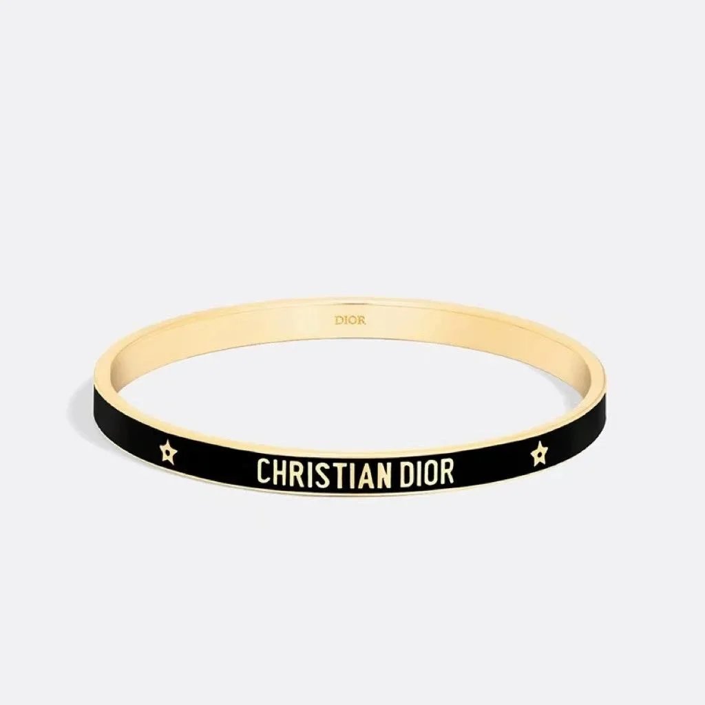 Dior La D de Dior White Enamel Gold-Tone Bangle Bracelet Jewelry - 3