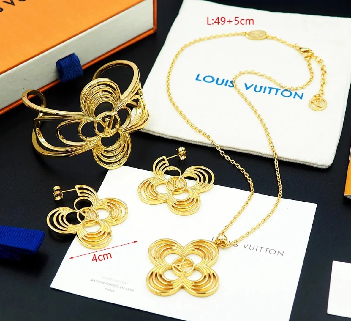Louis Vuitton Monogram Flower Cuff Bracelet Gold and Silver Jewelry - 5