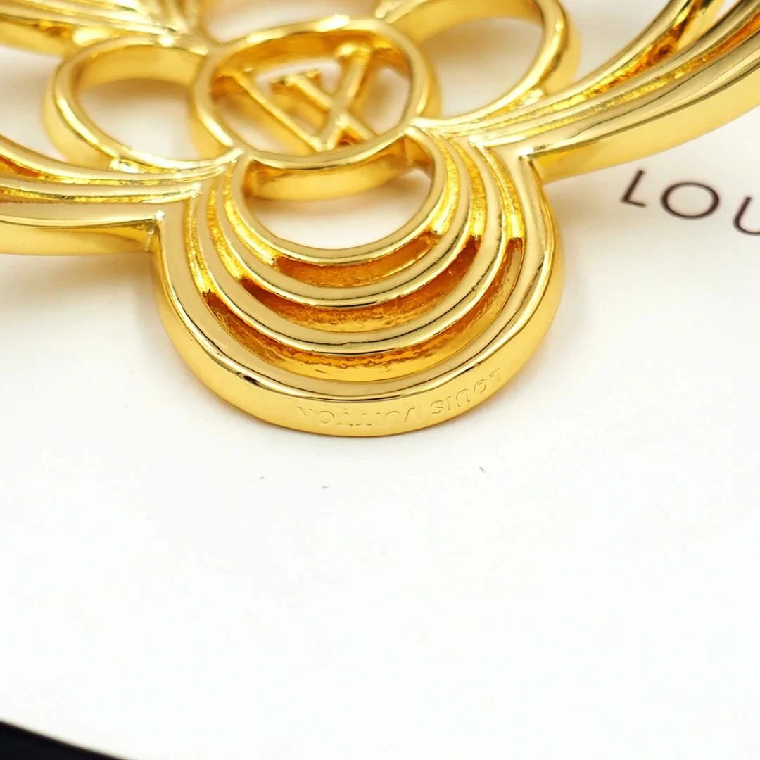 Louis Vuitton Monogram Flower Cuff Bracelet Gold and Silver Jewelry - 10