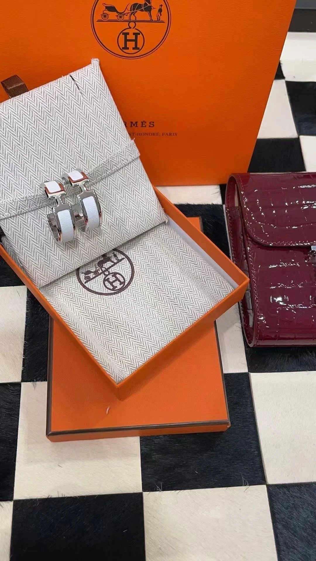 Hermes Metal H Letter Earrings